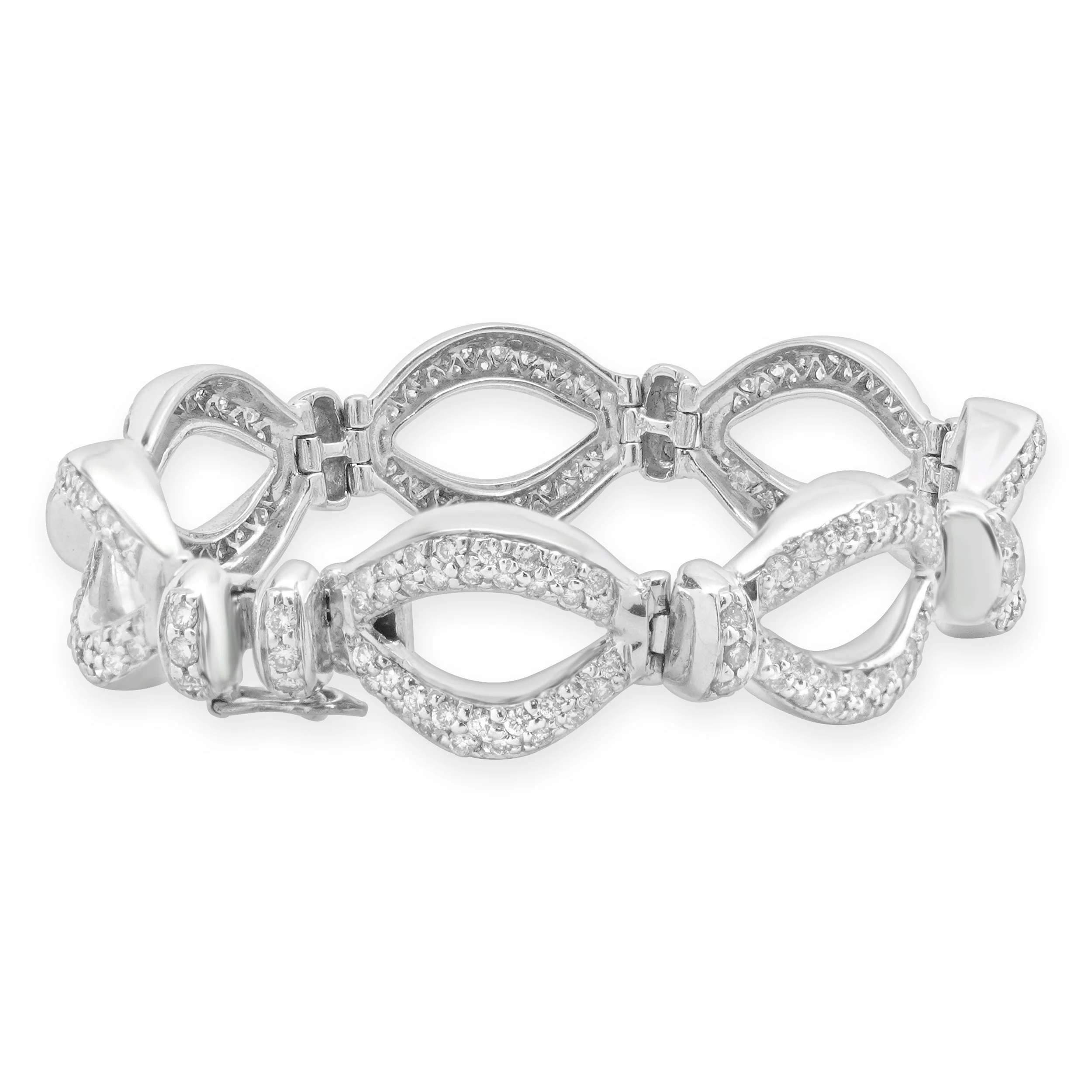 18k White Gold Oval Link Diamond Bracelet - Image 3