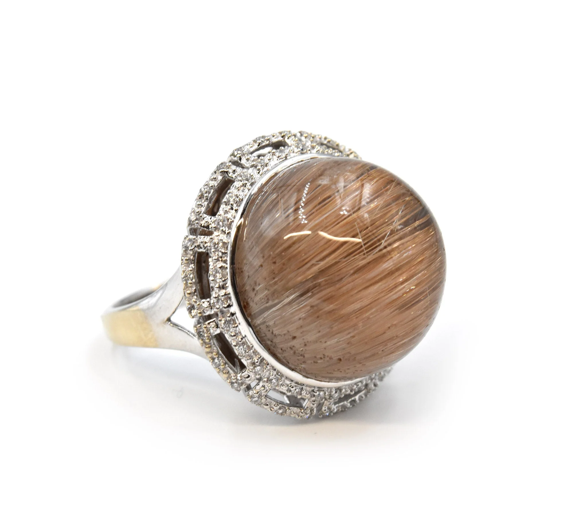 18k White Gold Rutilated Quartz and Diamond Ring - Image 2