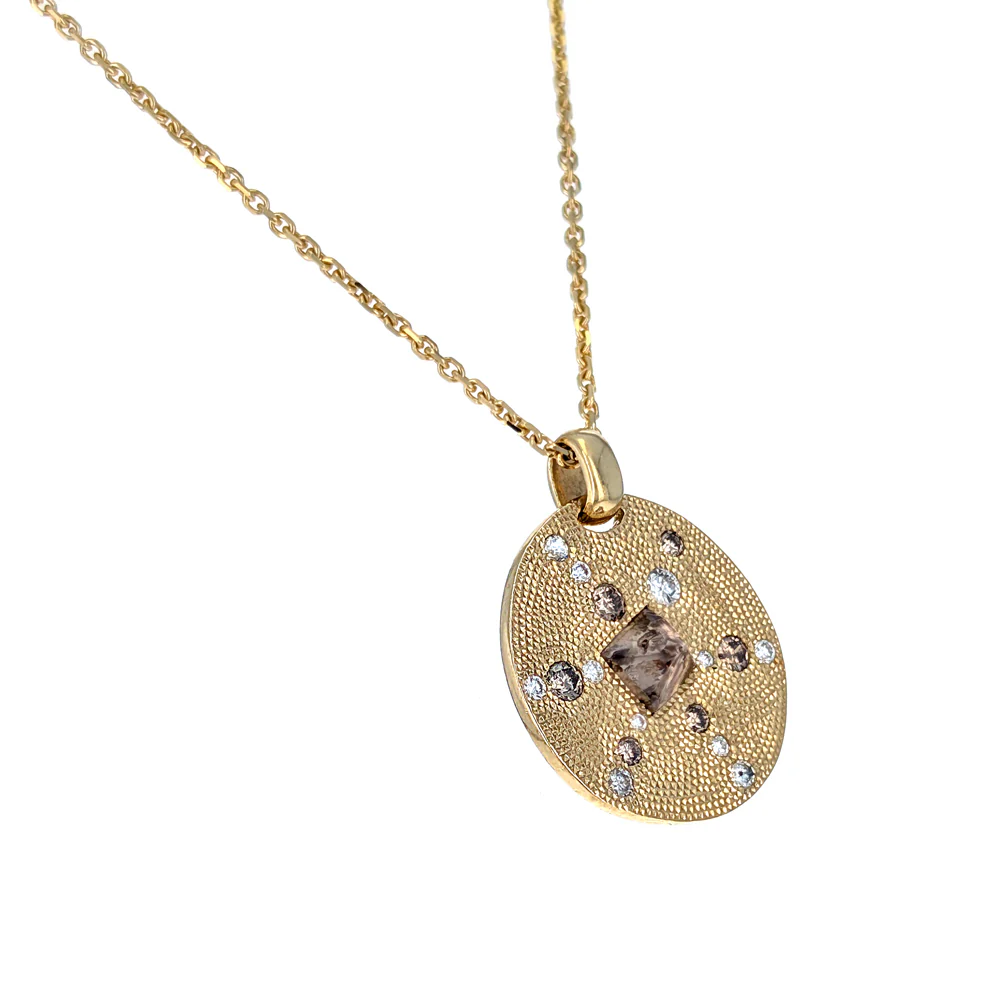 18K Yellow Gold Diamond Talisman Necklace - Image 2