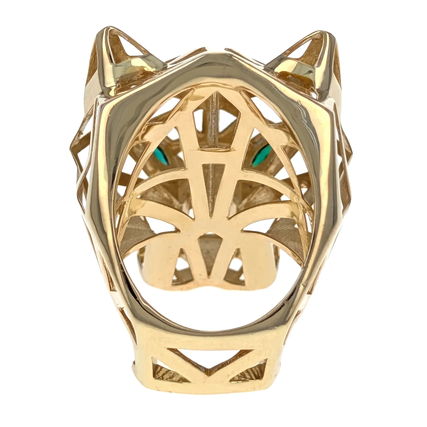 18K Yellow Gold Emerald Panther Ring - Image 3