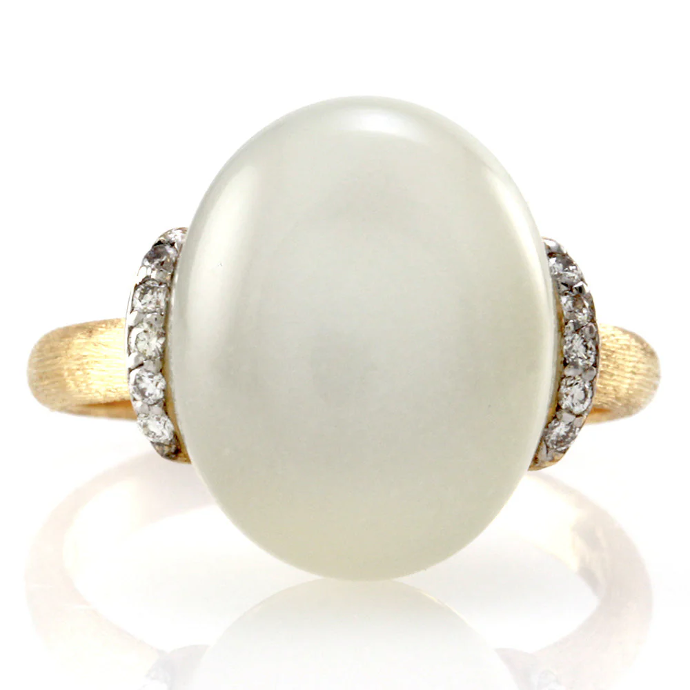 18K Yellow Gold Nanis Dancing in the Rain Collection Moonstone and Diamond Ring - Image 2