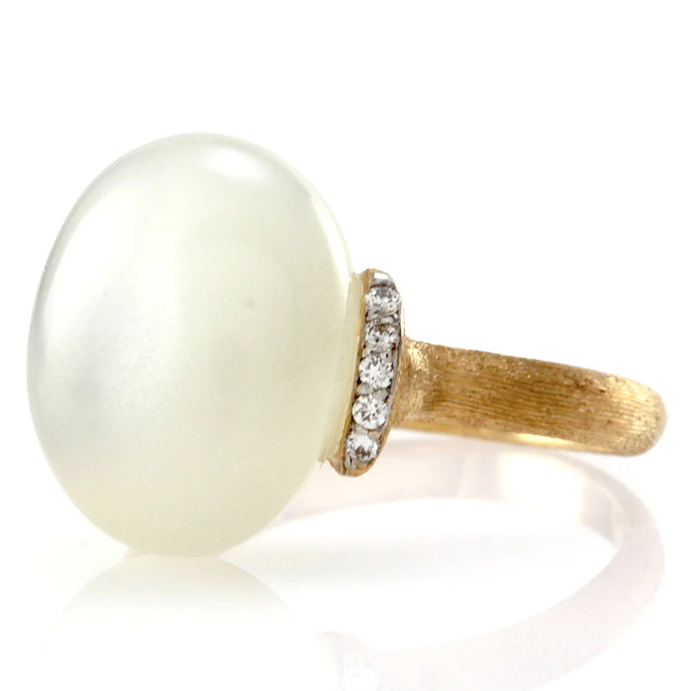 18K Yellow Gold Nanis Dancing in the Rain Collection Moonstone and Diamond Ring - Image 3
