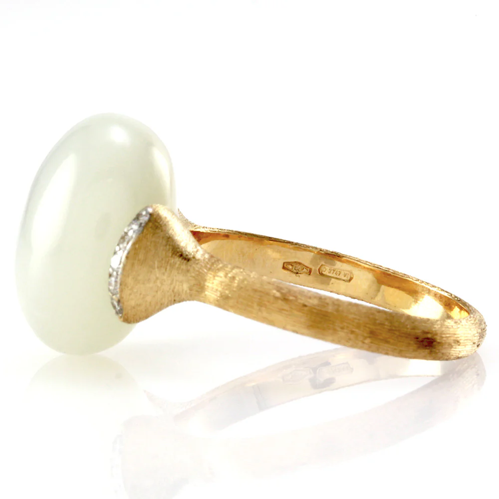 18K Yellow Gold Nanis Dancing in the Rain Collection Moonstone and Diamond Ring - Image 6