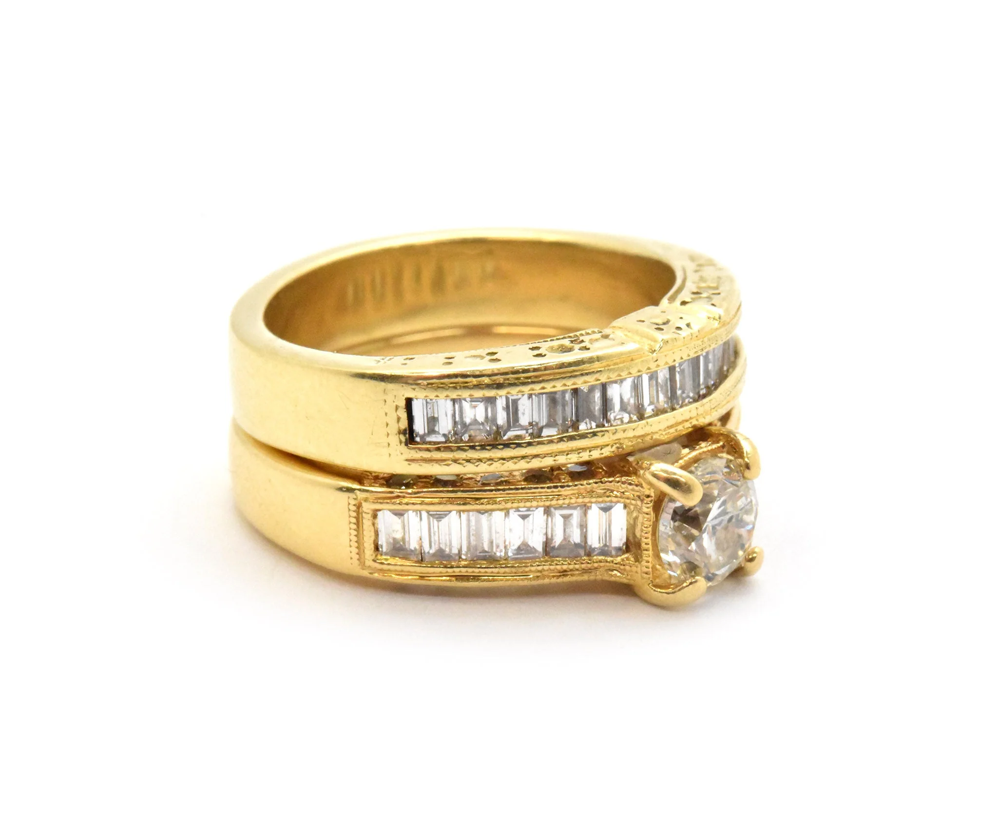 18k Yellow Gold Round and Baguette 2.30cttw Diamond Wedding Set - Image 2