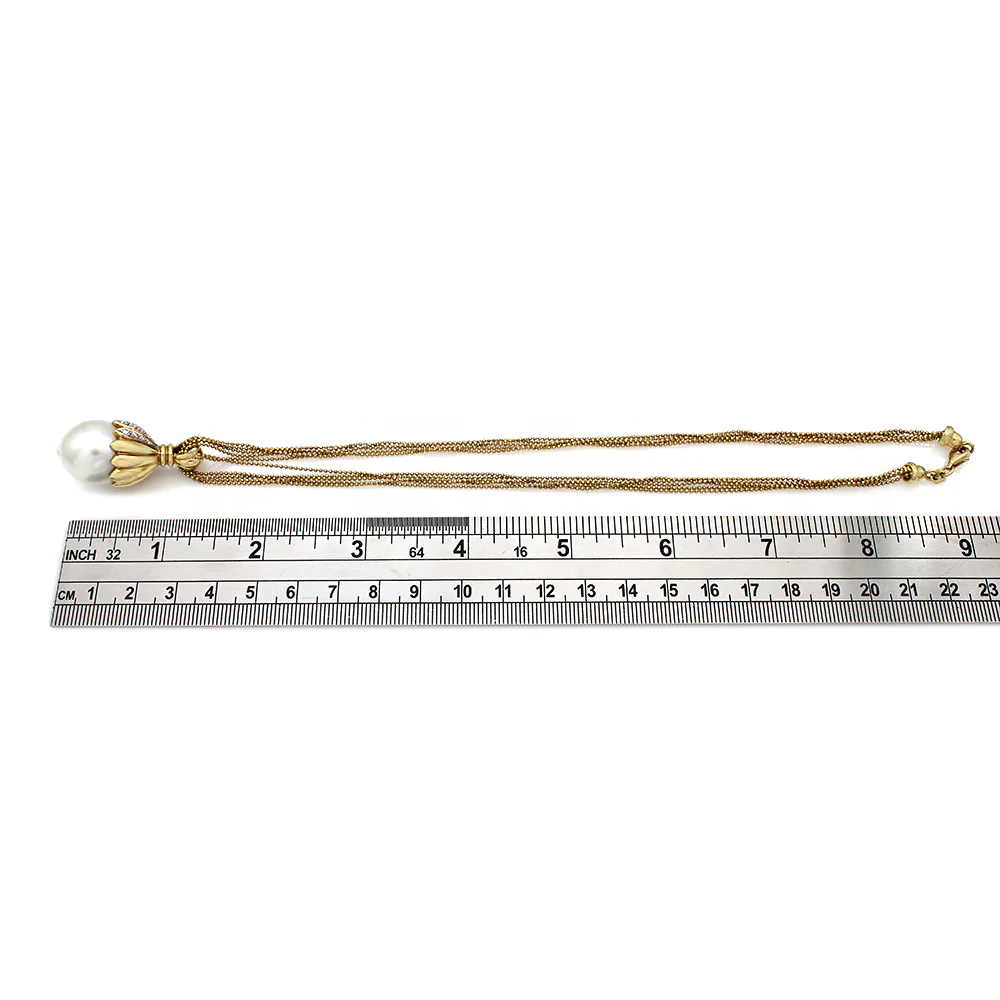 18KY Diamond Capped South Sea Pearl Necklace - Image 3
