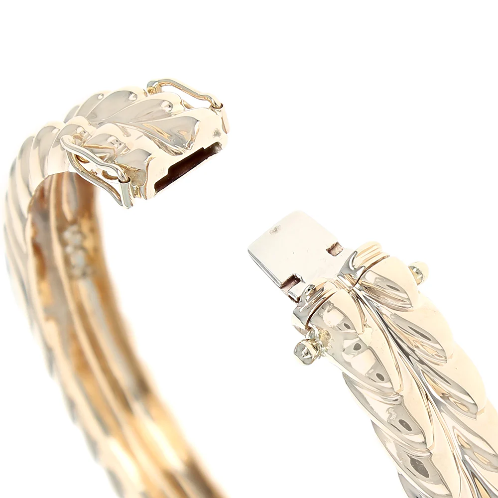 2 Row Diamond Station Scale Motif Bangle - Image 2