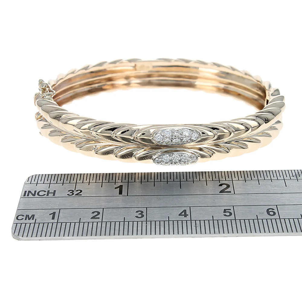 2 Row Diamond Station Scale Motif Bangle - Image 3