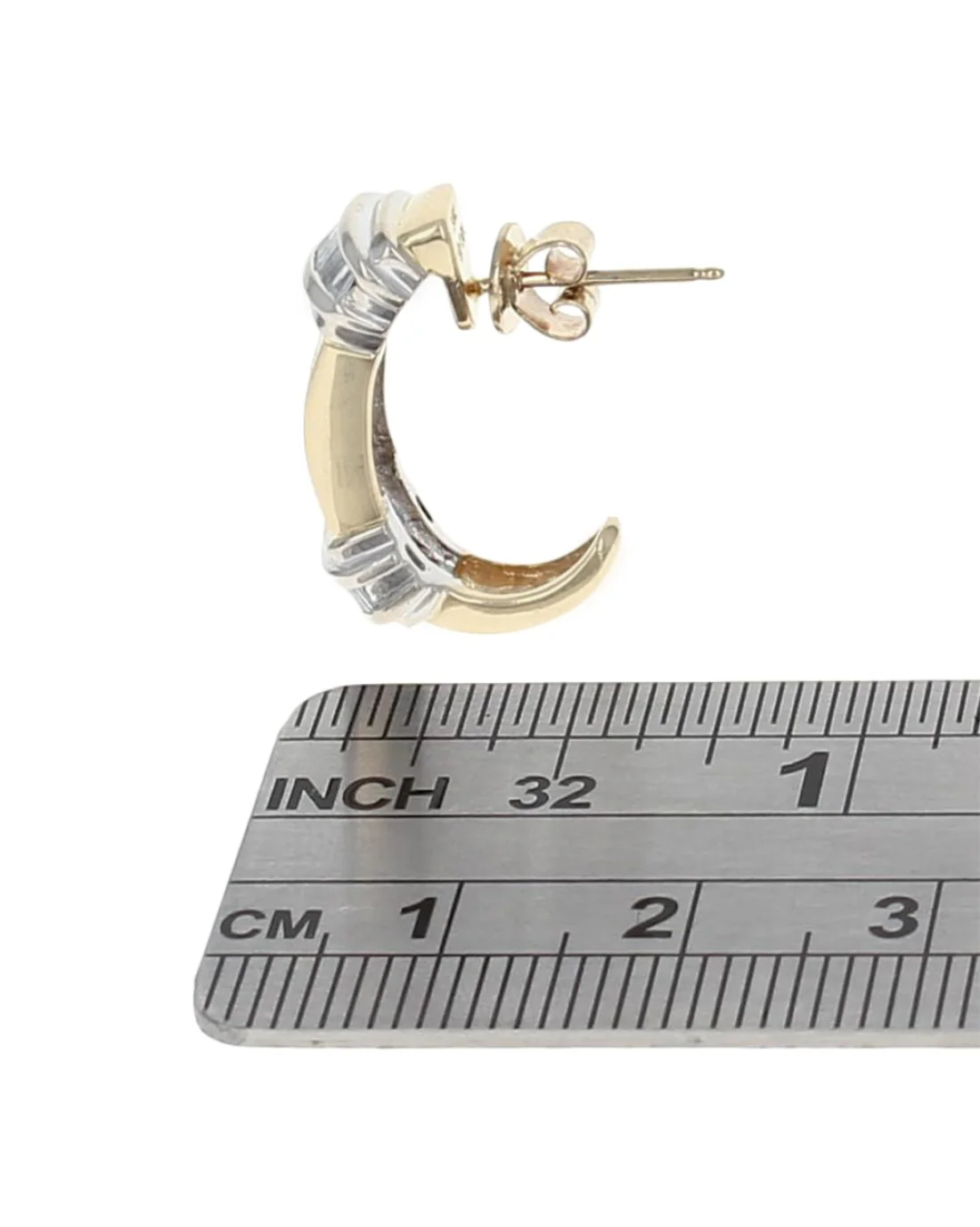 2 Row Round and Baguette Diamond J Earrings - Image 3