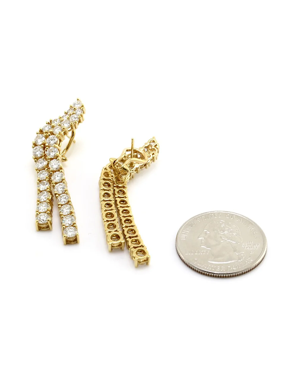 2 Row Split Diamond Drop Earrings - Image 4