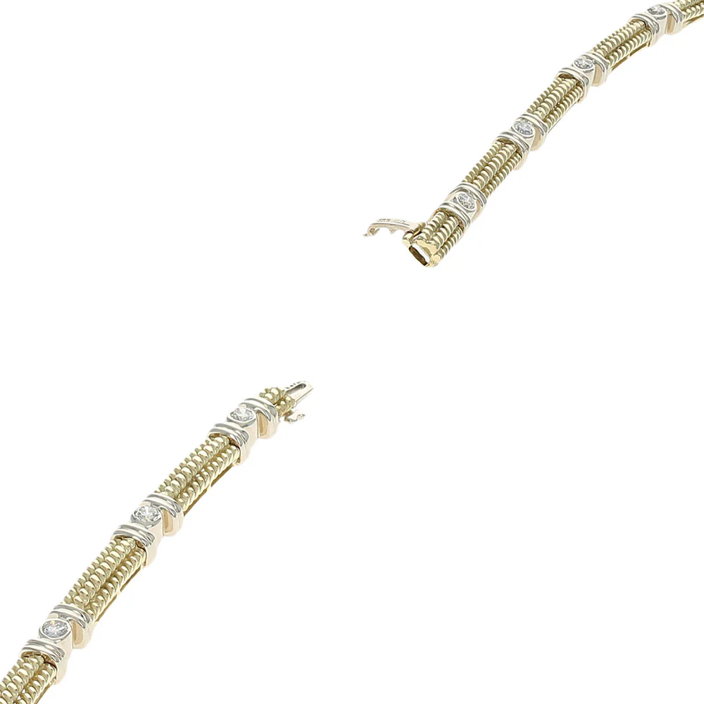 2 Tone Diamond Bead Link Inline Bracelet - Image 2