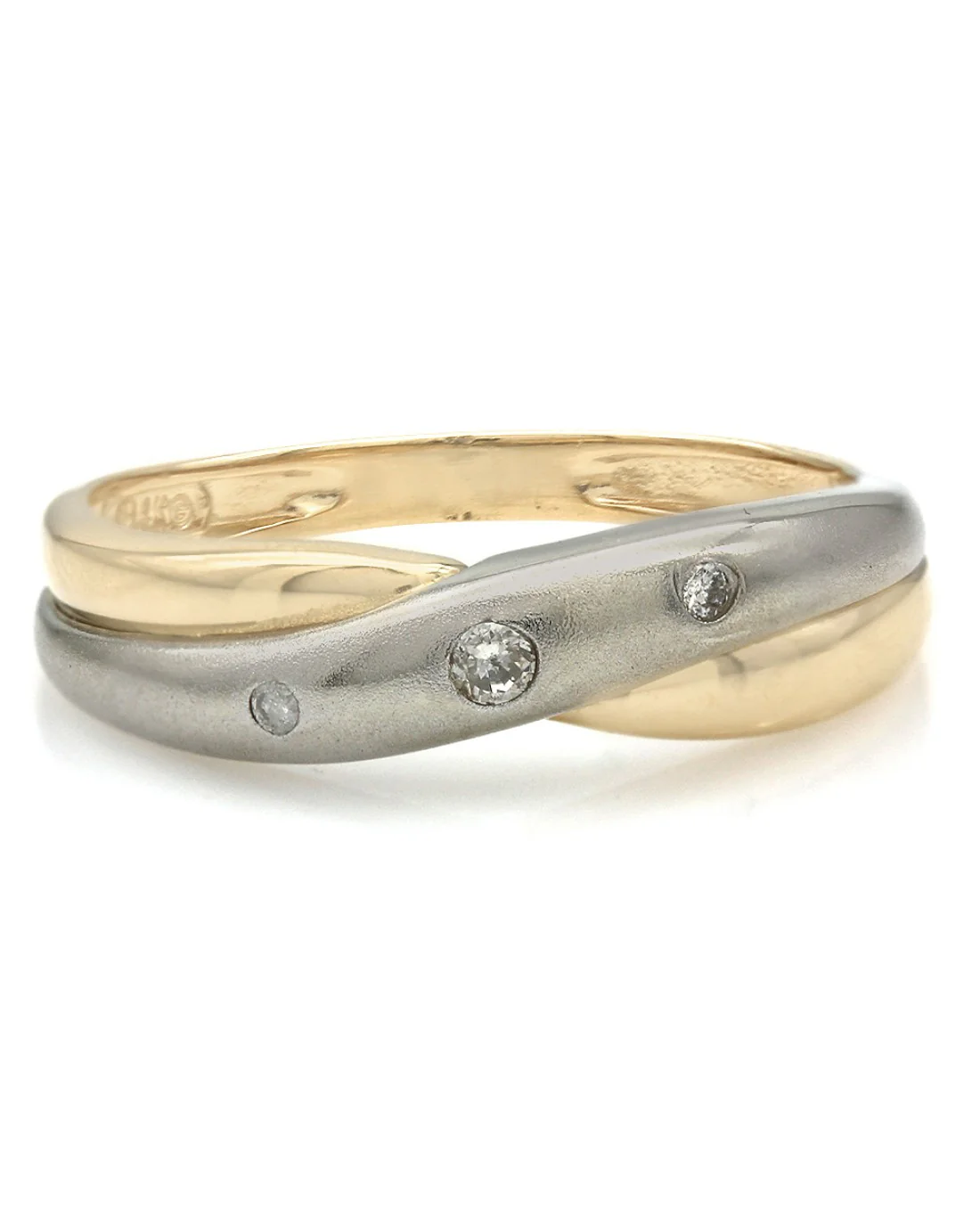2 Tone Diamond Crossover Ring - Image 2