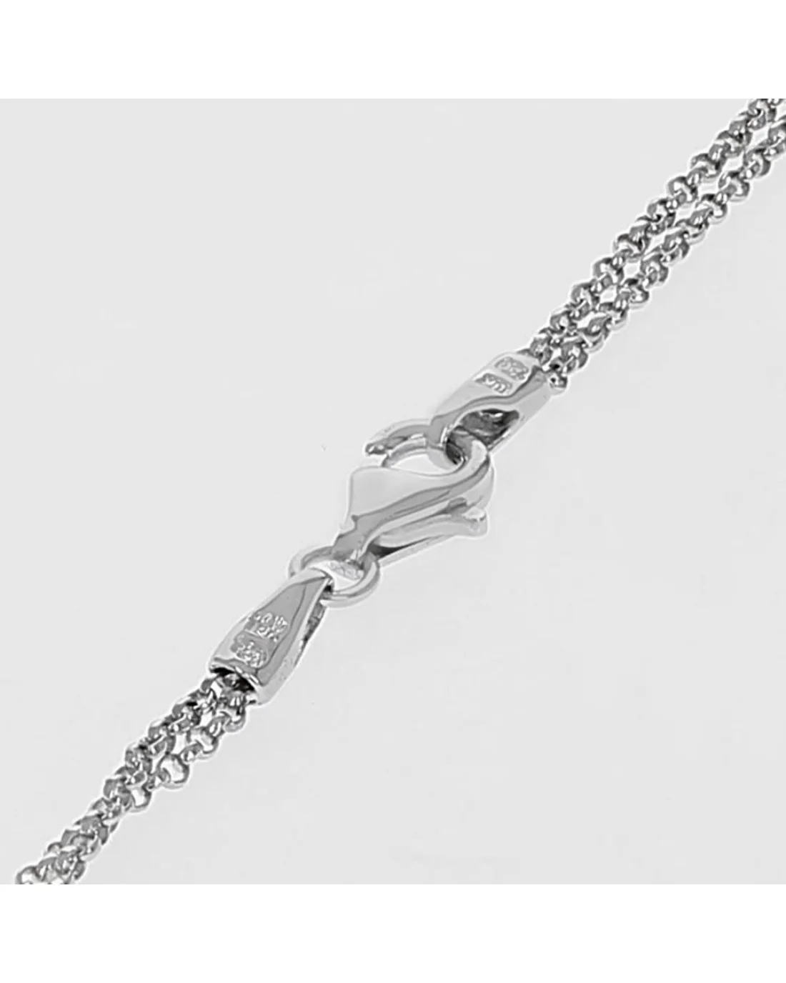 2 Tone Diamond Heart Locket on 2 Strand Cable Chain - Image 2
