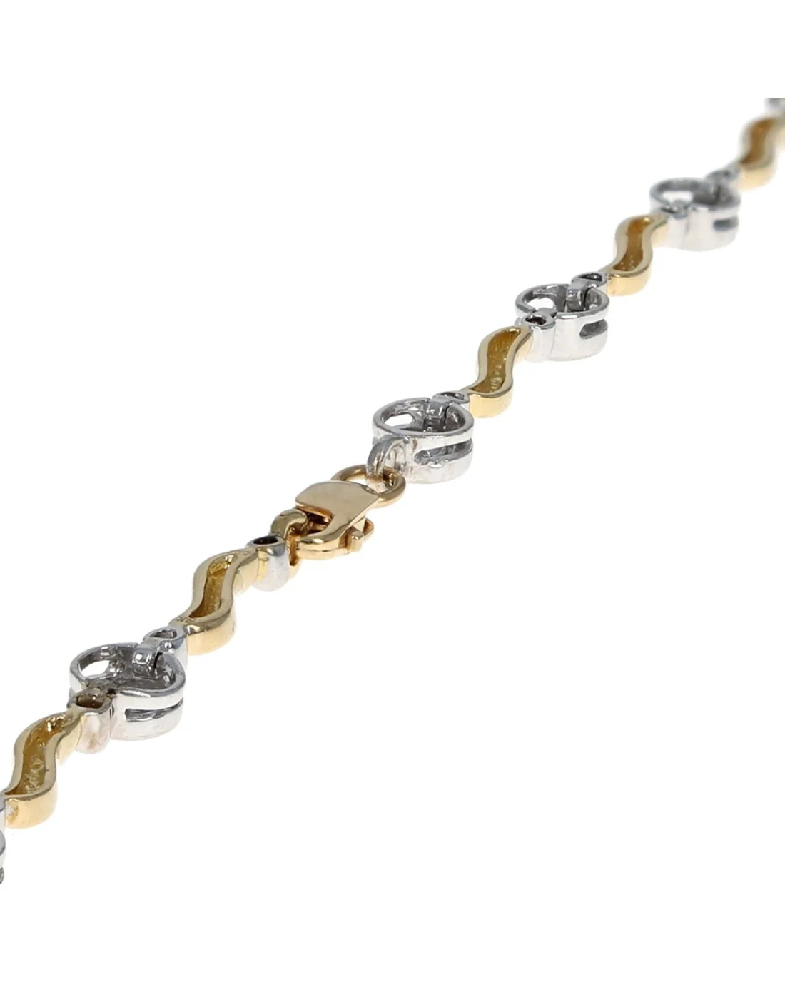 2 Tone Diamond Station Wave Link Necklace - Image 2