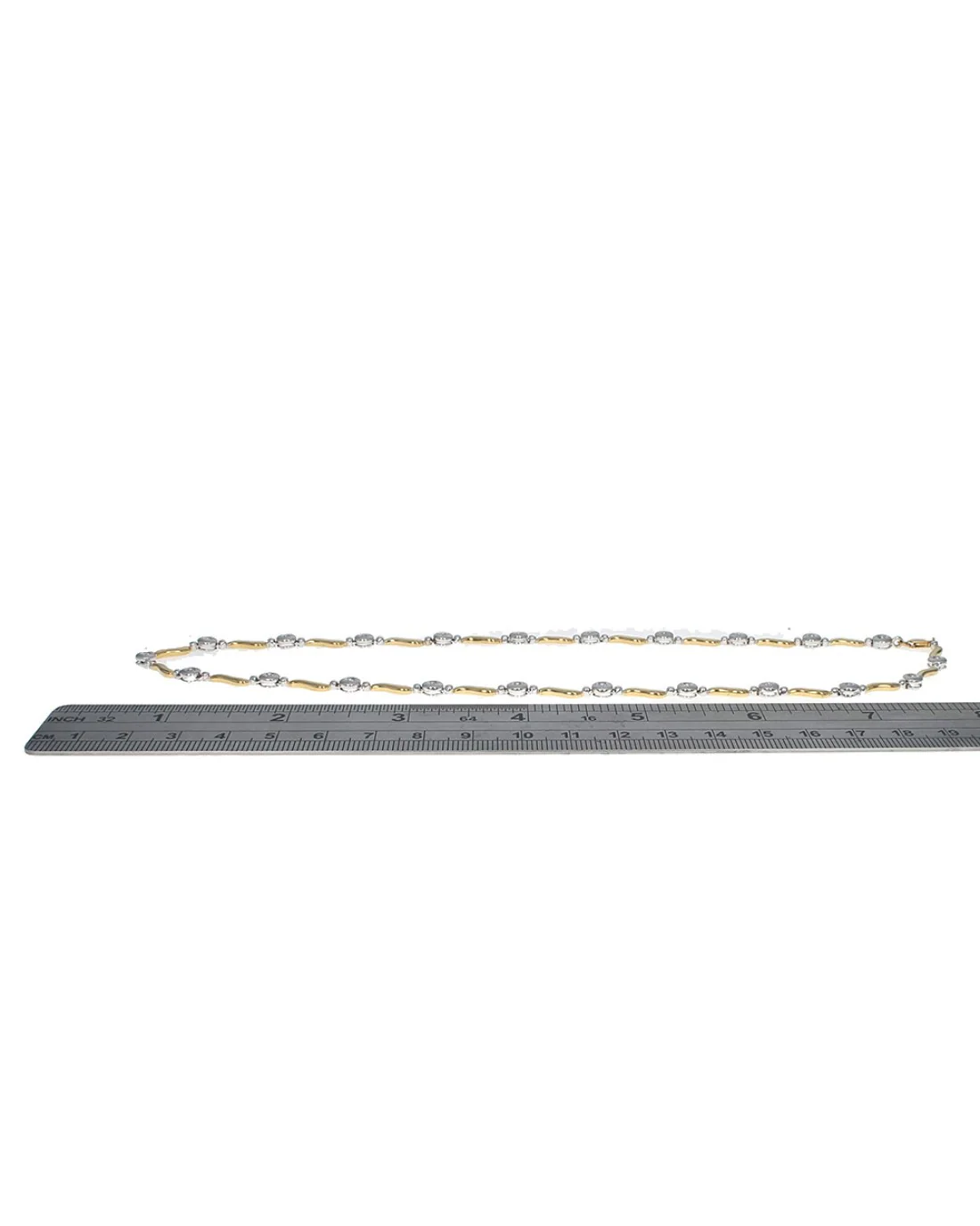2 Tone Diamond Station Wave Link Necklace - Image 3