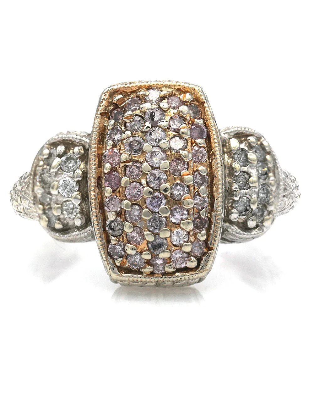 2 Tone Rectangular Top Diamond Ring - Image 2