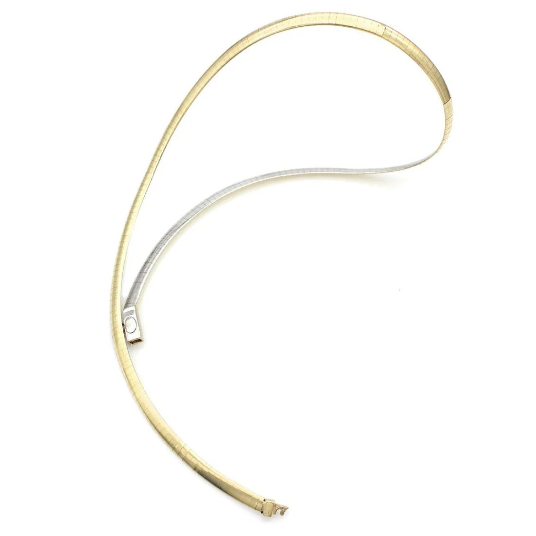 14K White & Yellow Gold Reversible Omega Link Necklace - Image 2