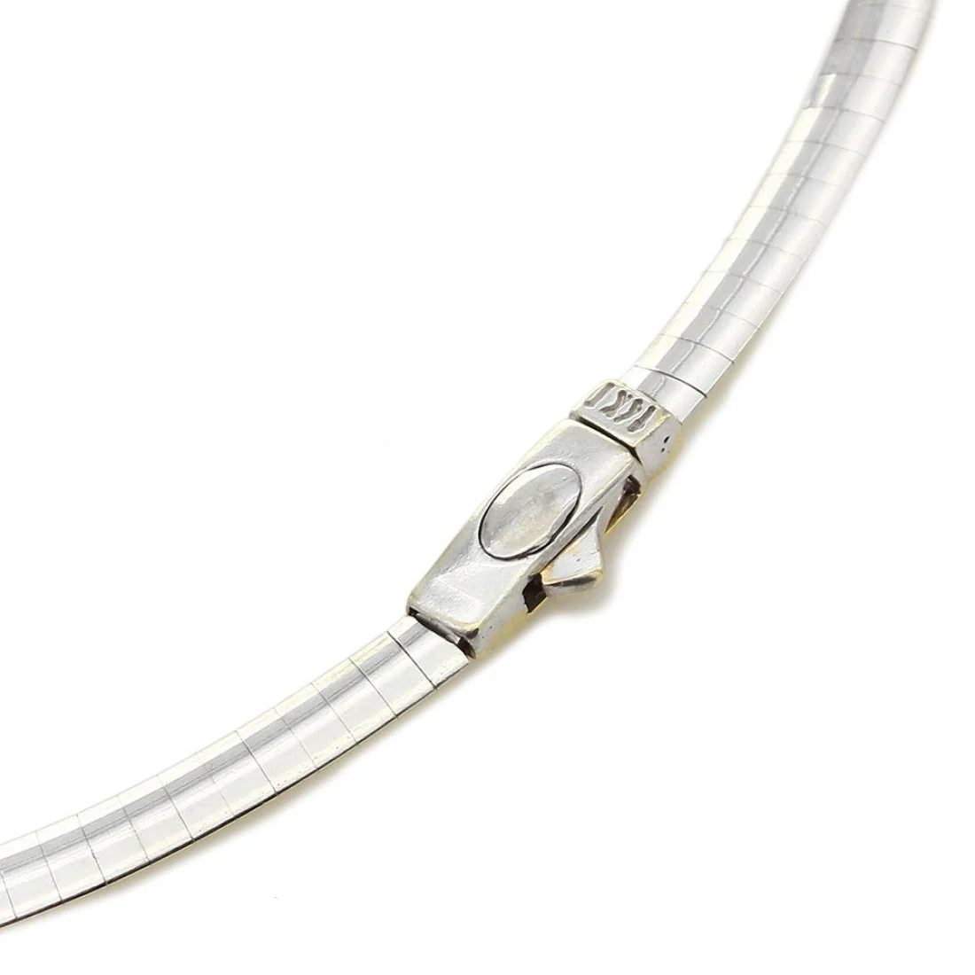 14K White & Yellow Gold Reversible Omega Link Necklace - Image 3