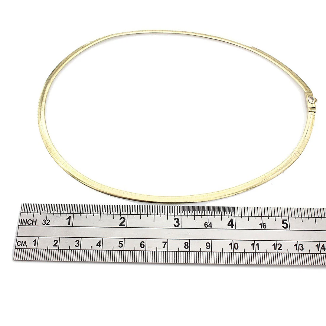 14K White & Yellow Gold Reversible Omega Link Necklace - Image 4