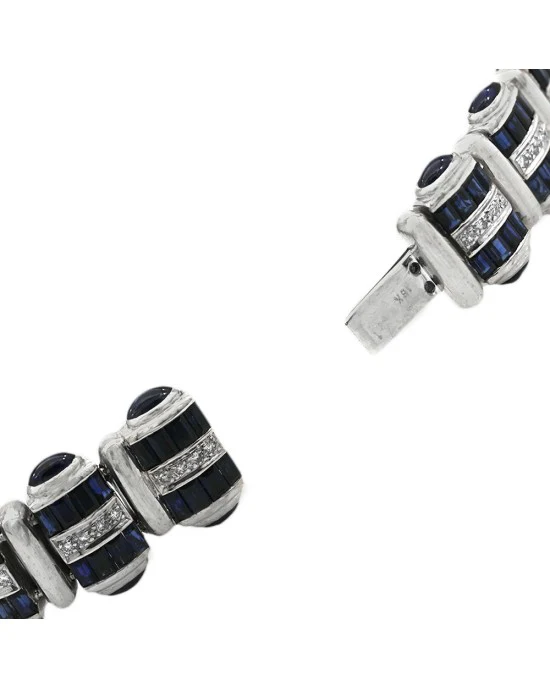 3 Row Alternating Sapphire and Diamond Bracelet - Image 2