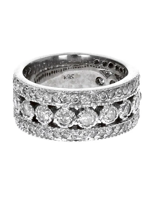 3 Row Diamond Open Milgrain Band - Image 2