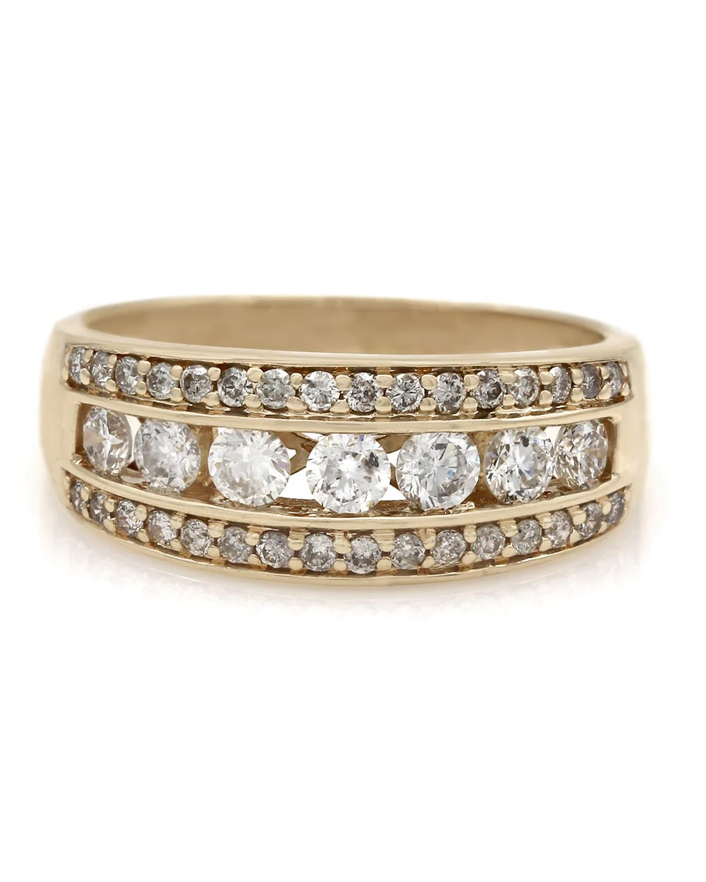 3 Row Diamond Tapered Band in Gold - Image 2