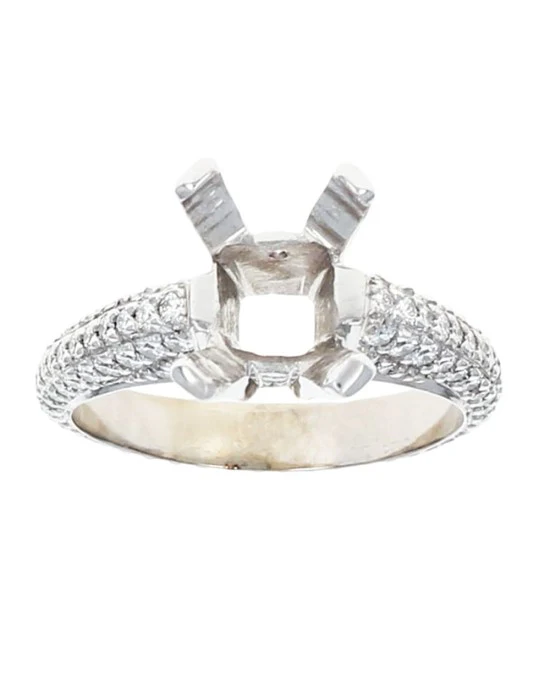 3 Sided Diamond Pave Semi Mount Ring - Image 2
