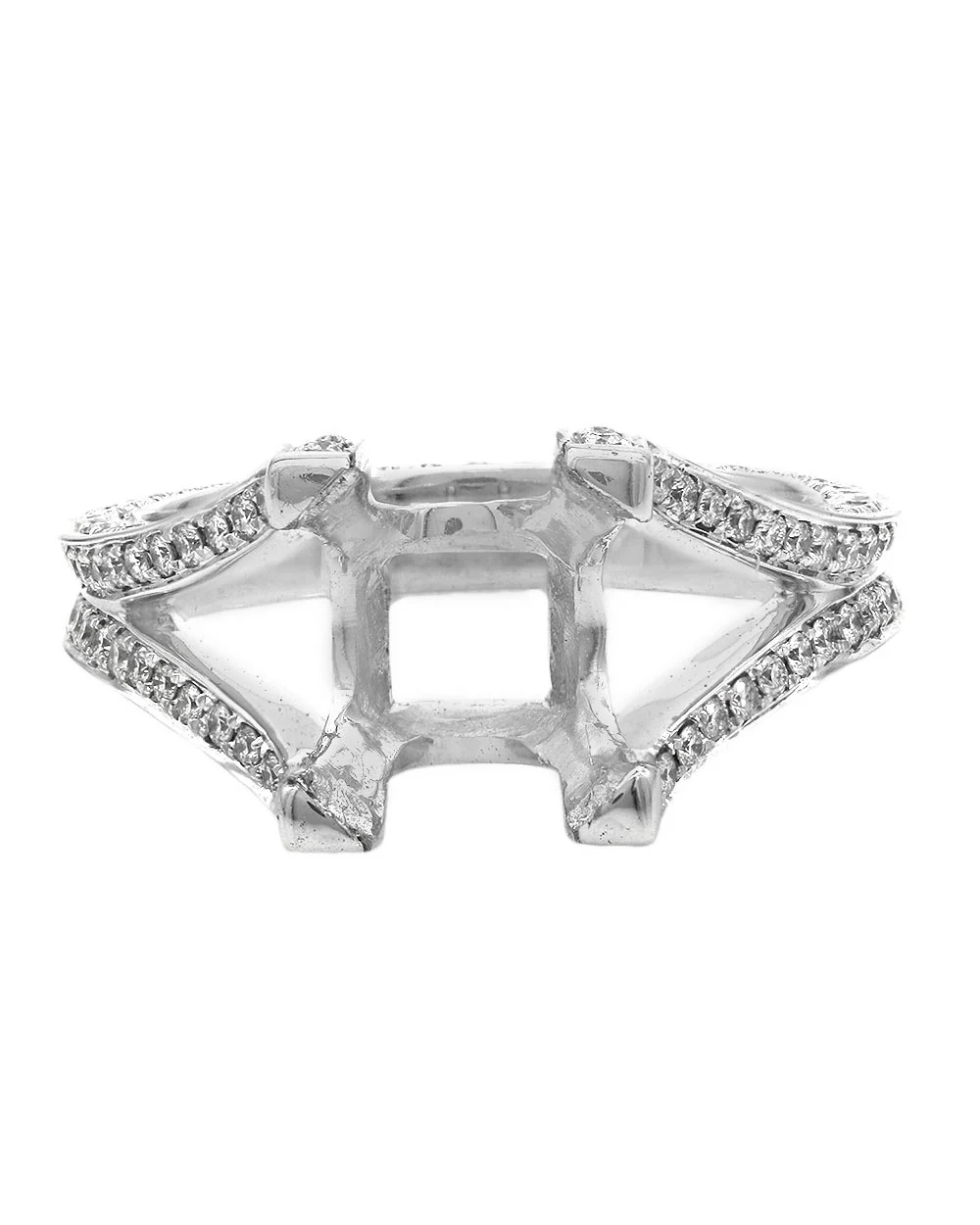 3 Sided Diamond Semi Mounting in White Gold - Image 2