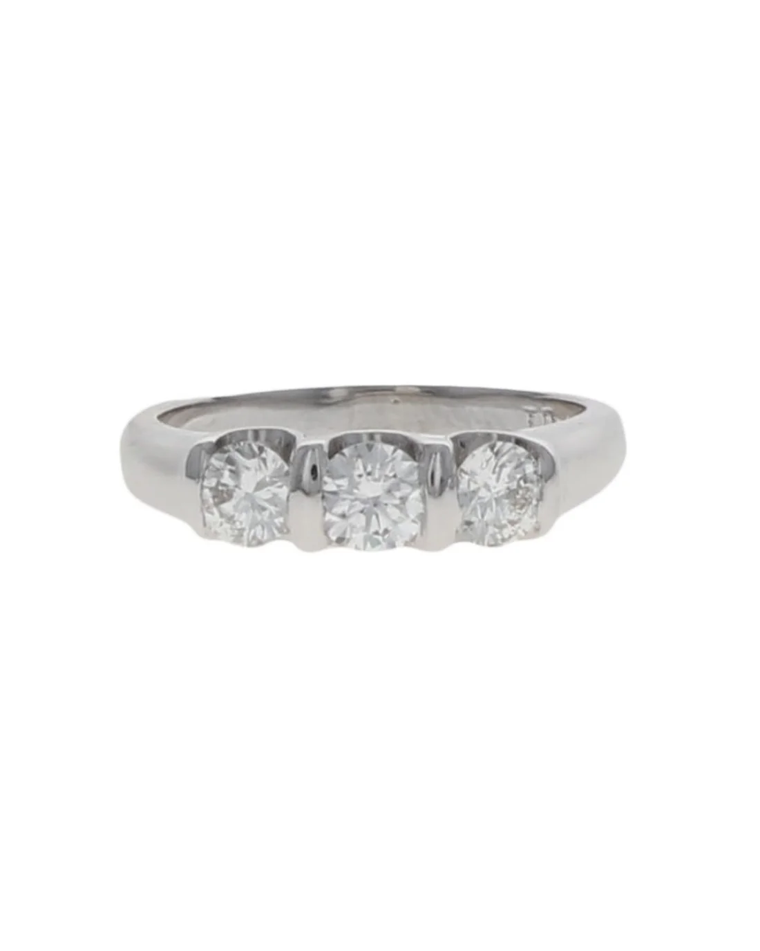 3 Stone Diamond Band in White Gold - Image 2