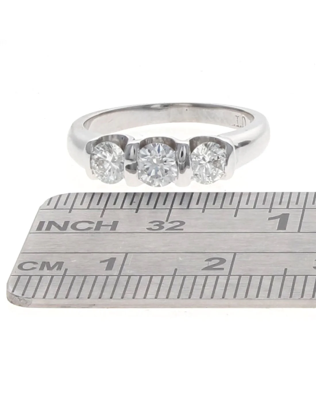 3 Stone Diamond Band in White Gold - Image 3