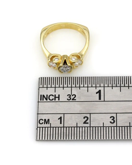 3 Stone Diamond Ring with Diamond Accent in Gold - Image 3
