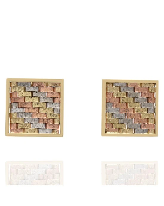 3 Tone Square Woven Earrings