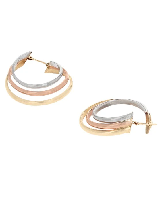 3 Tone Triple Hoop Earrings - Image 2