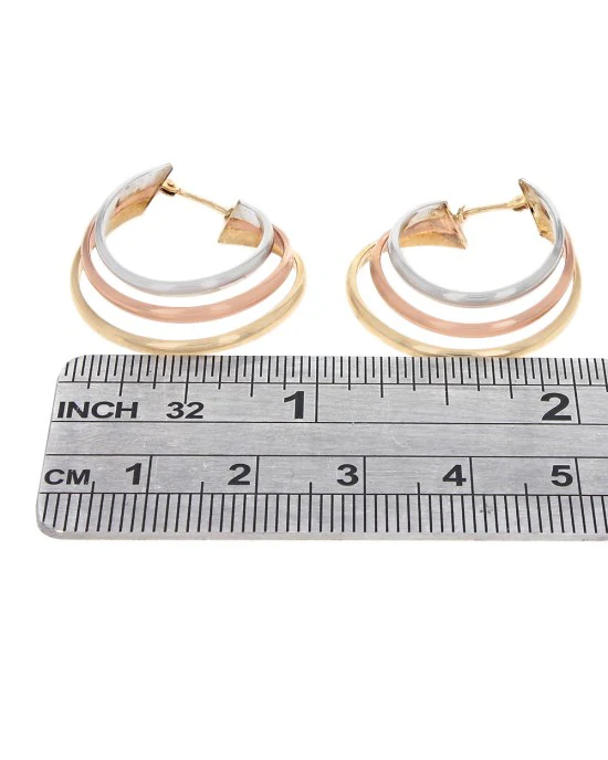3 Tone Triple Hoop Earrings - Image 3