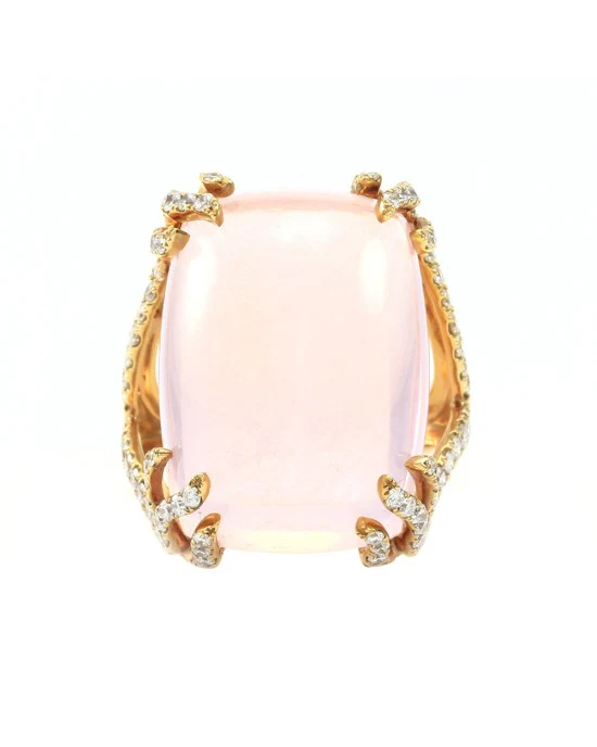 30.37ct Rose Quartz and 1.07ctw Pave Diamond Ring in 18K Rose Gold - Image 2