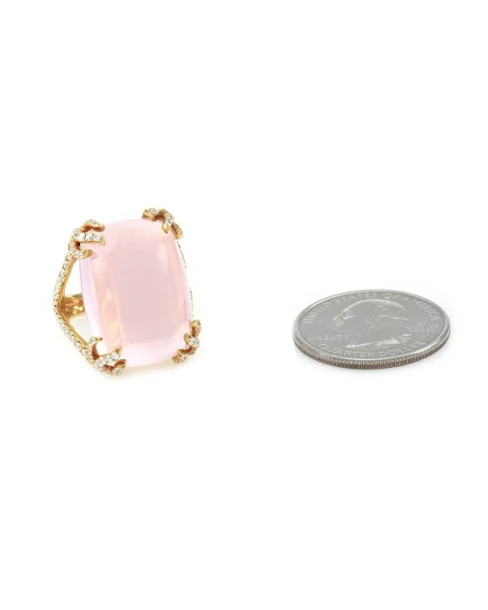 30.37ct Rose Quartz and 1.07ctw Pave Diamond Ring in 18K Rose Gold - Image 6