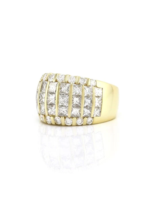 4.41ctw Five Row Diamond Band/ Ring in 18K Yellow Gold SZ 6.25 - Image 3