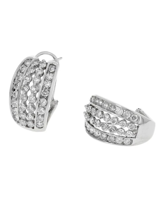 4 Row Diamond Curved Earrings - Image 2