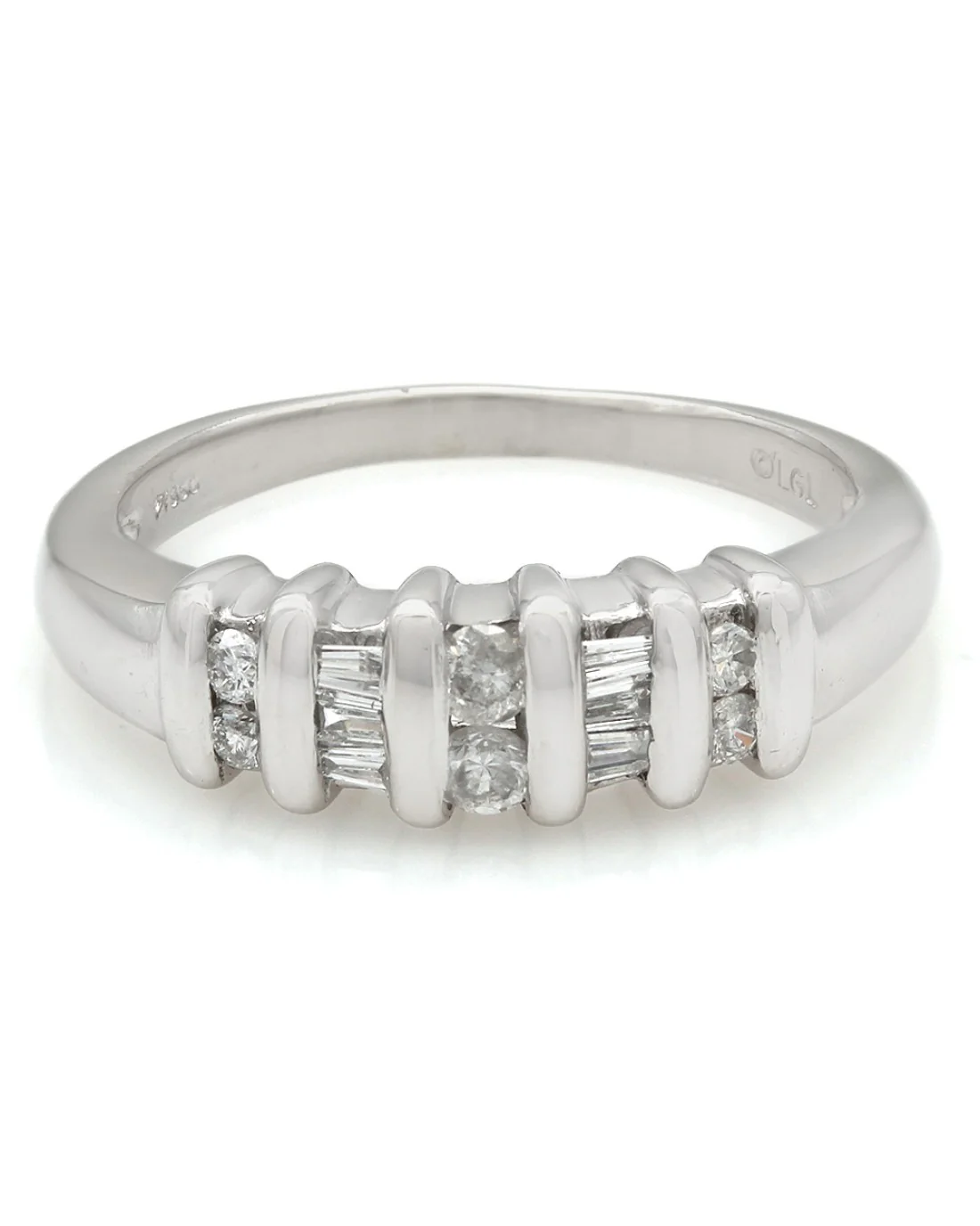 5 Row Alternating Round and Baguette Diamond Ring - Image 2