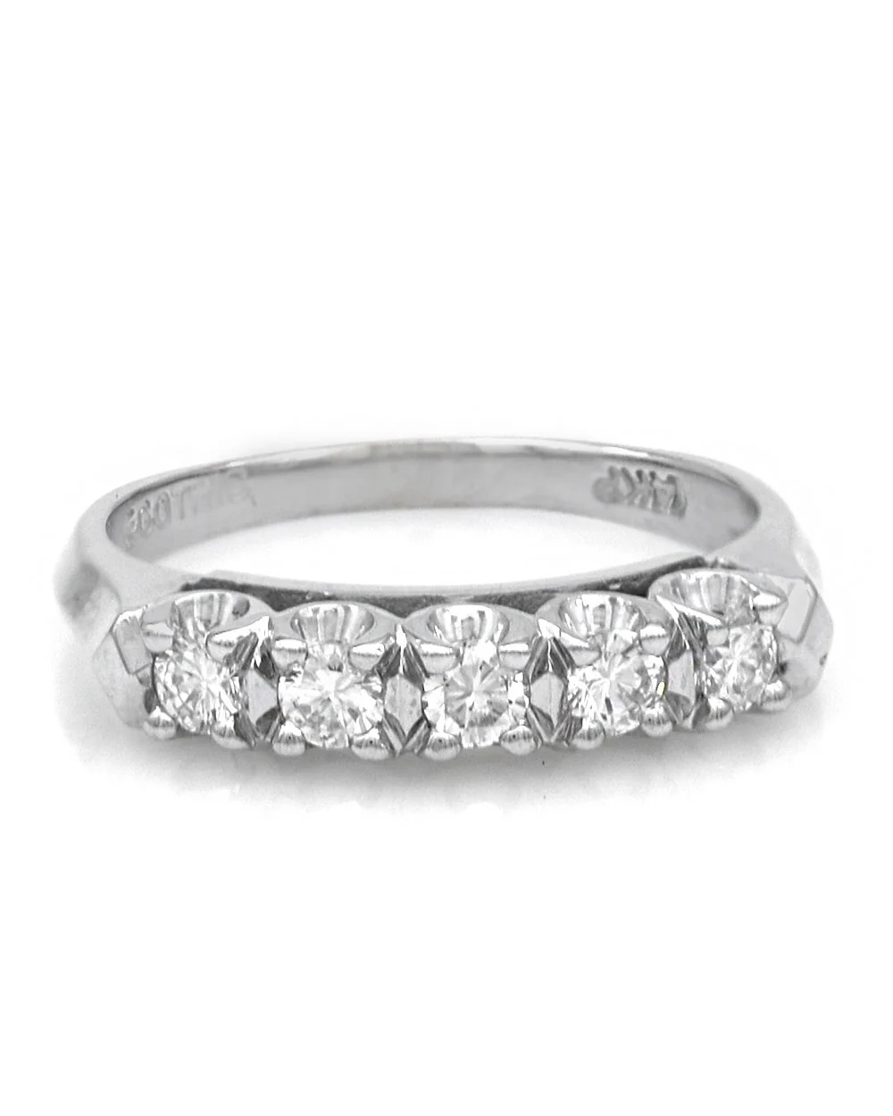 5 Stone Diamond Band in White Gold - Image 2