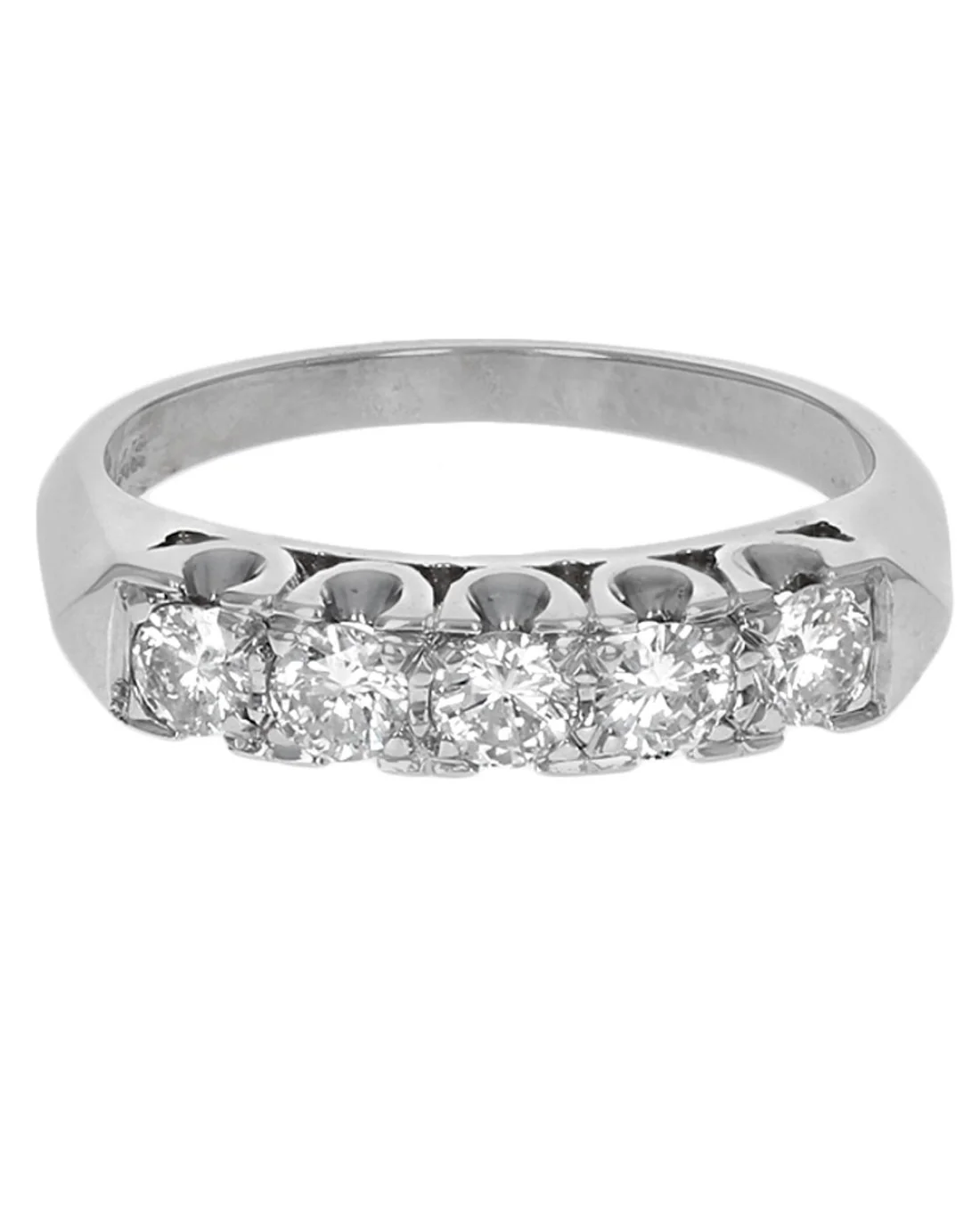 5 Stone Diamond Scalloped Edge Ring in White Gold - Image 2
