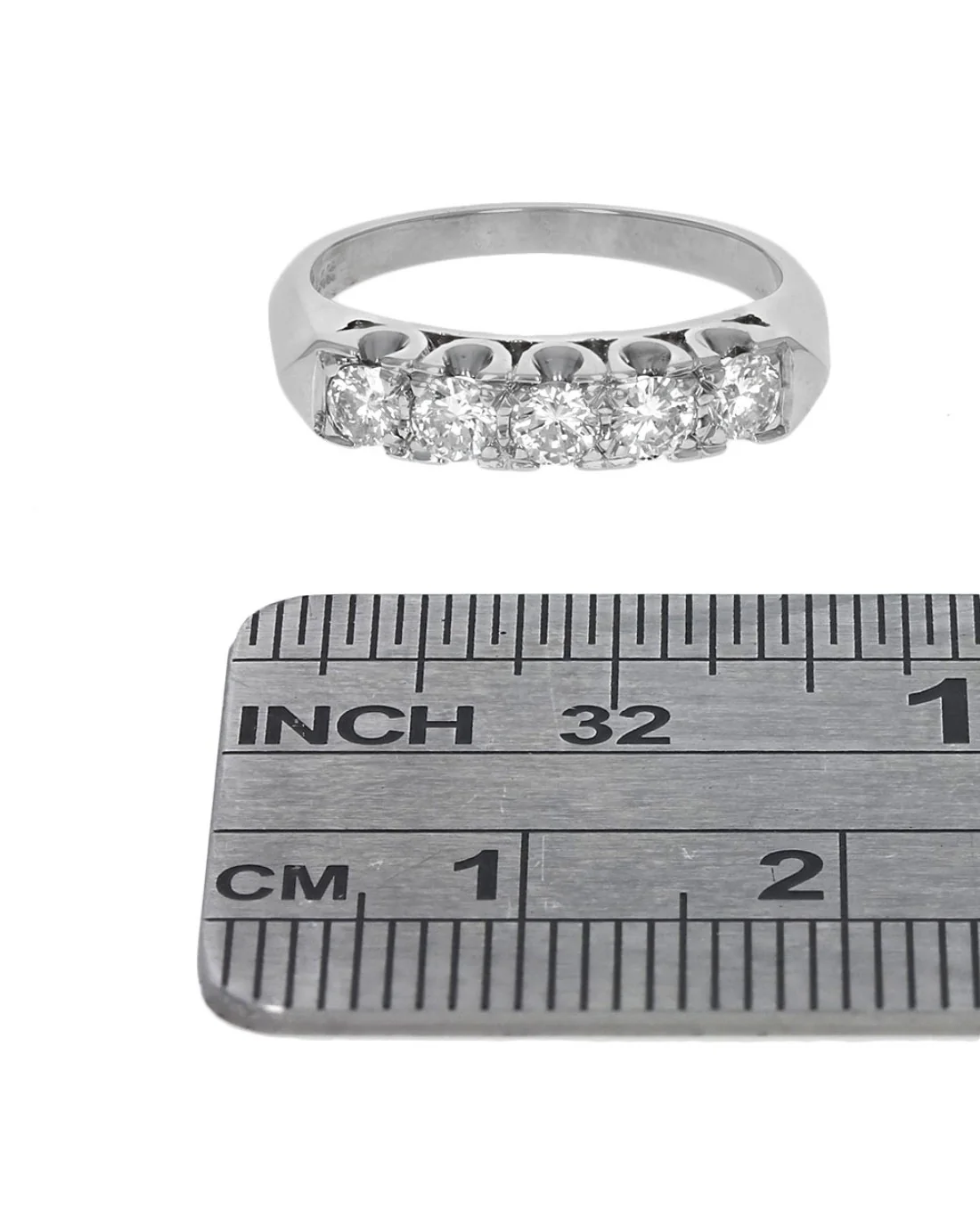 5 Stone Diamond Scalloped Edge Ring in White Gold - Image 3