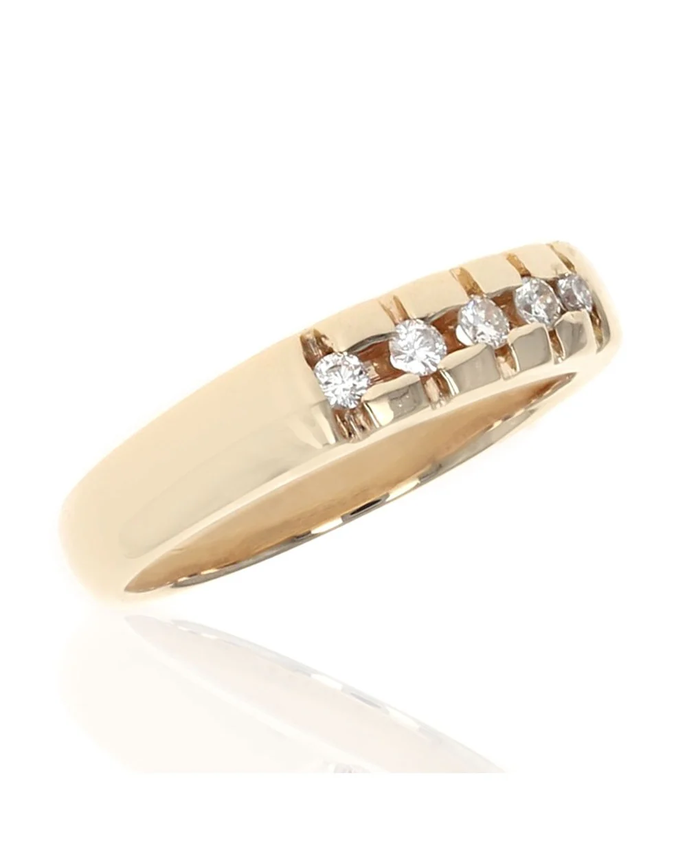 5 Stone Diamond Tapered Band in Yellow Gold - Image 2