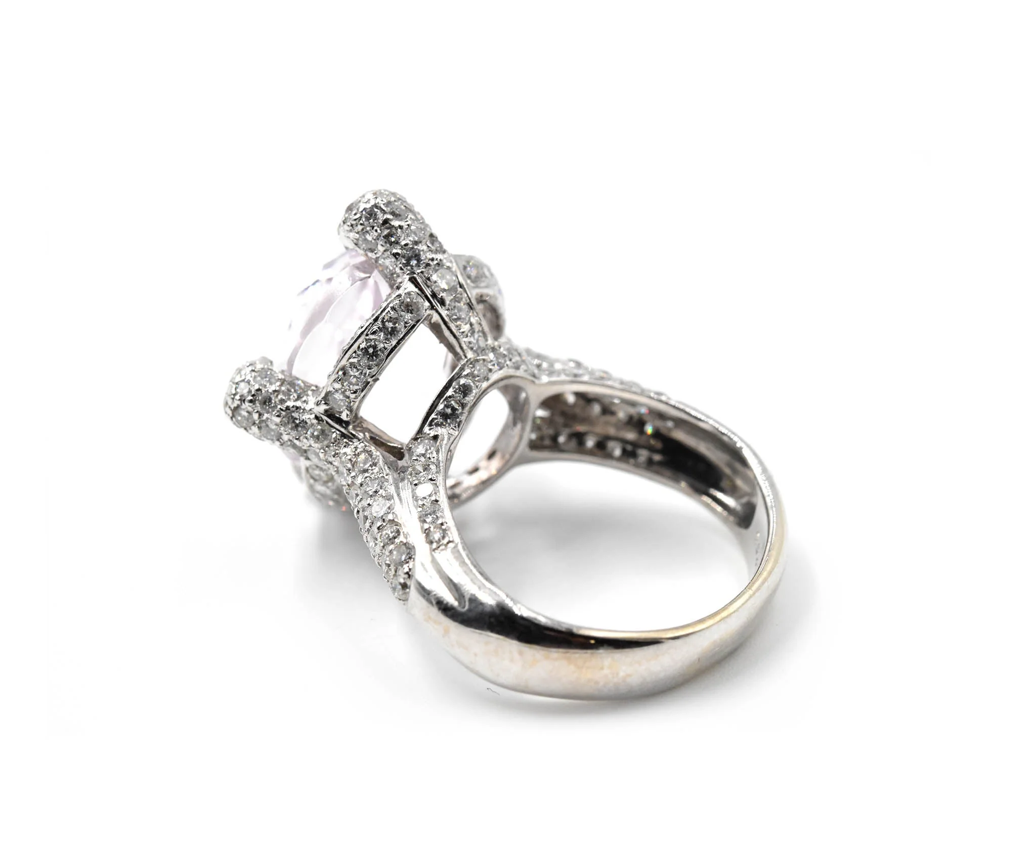 6.75 Carat Kunzite & Diamond 18k White Gold Ring - Image 4