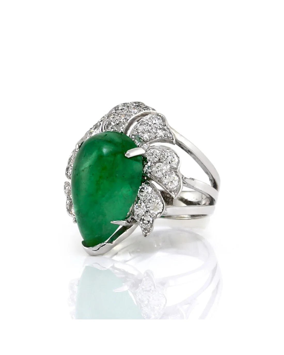 8.03ct Pear Cut Emerald & 0.60ctw Diamond Ring in 14K White Gold - Image 3
