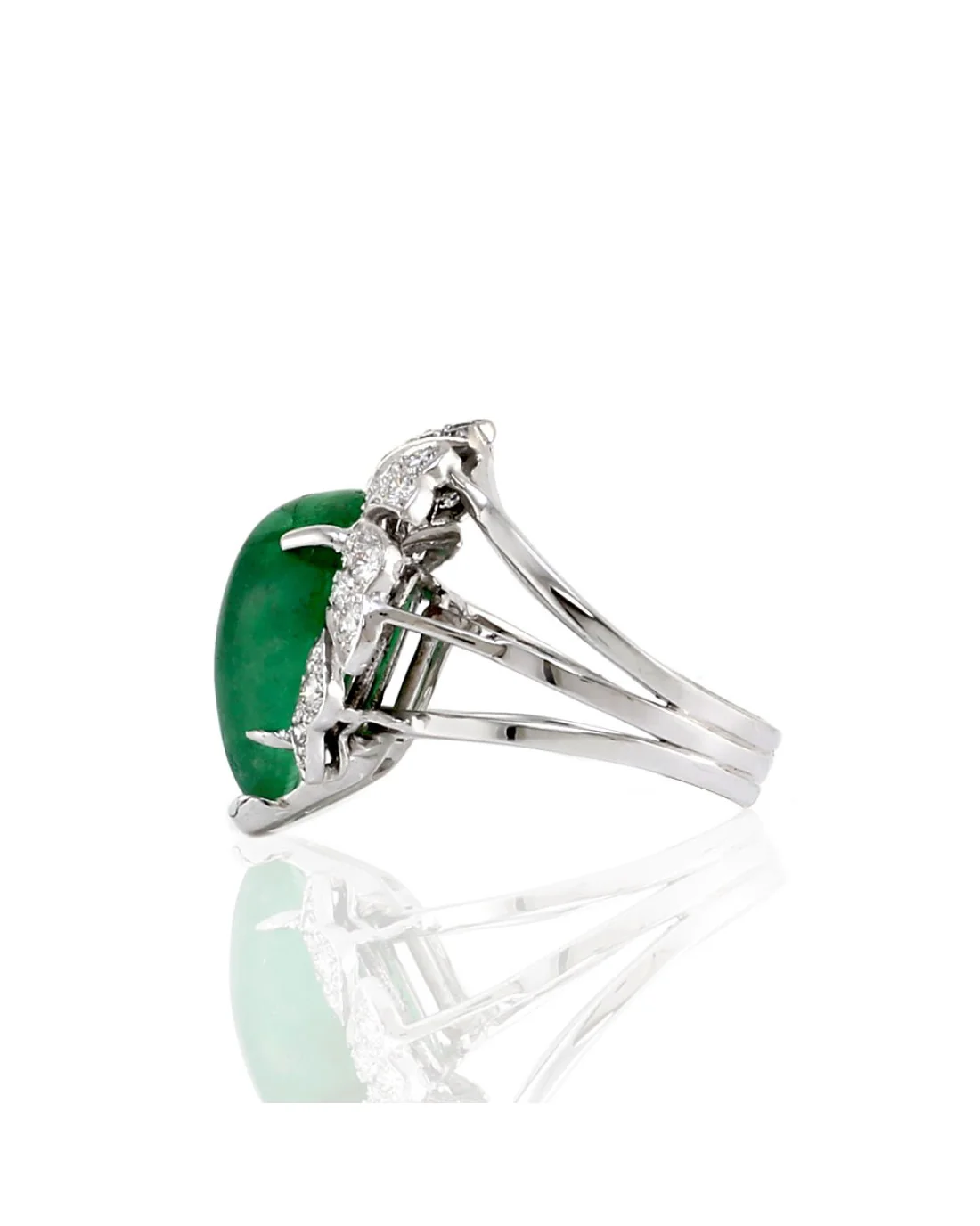 8.03ct Pear Cut Emerald & 0.60ctw Diamond Ring in 14K White Gold - Image 4