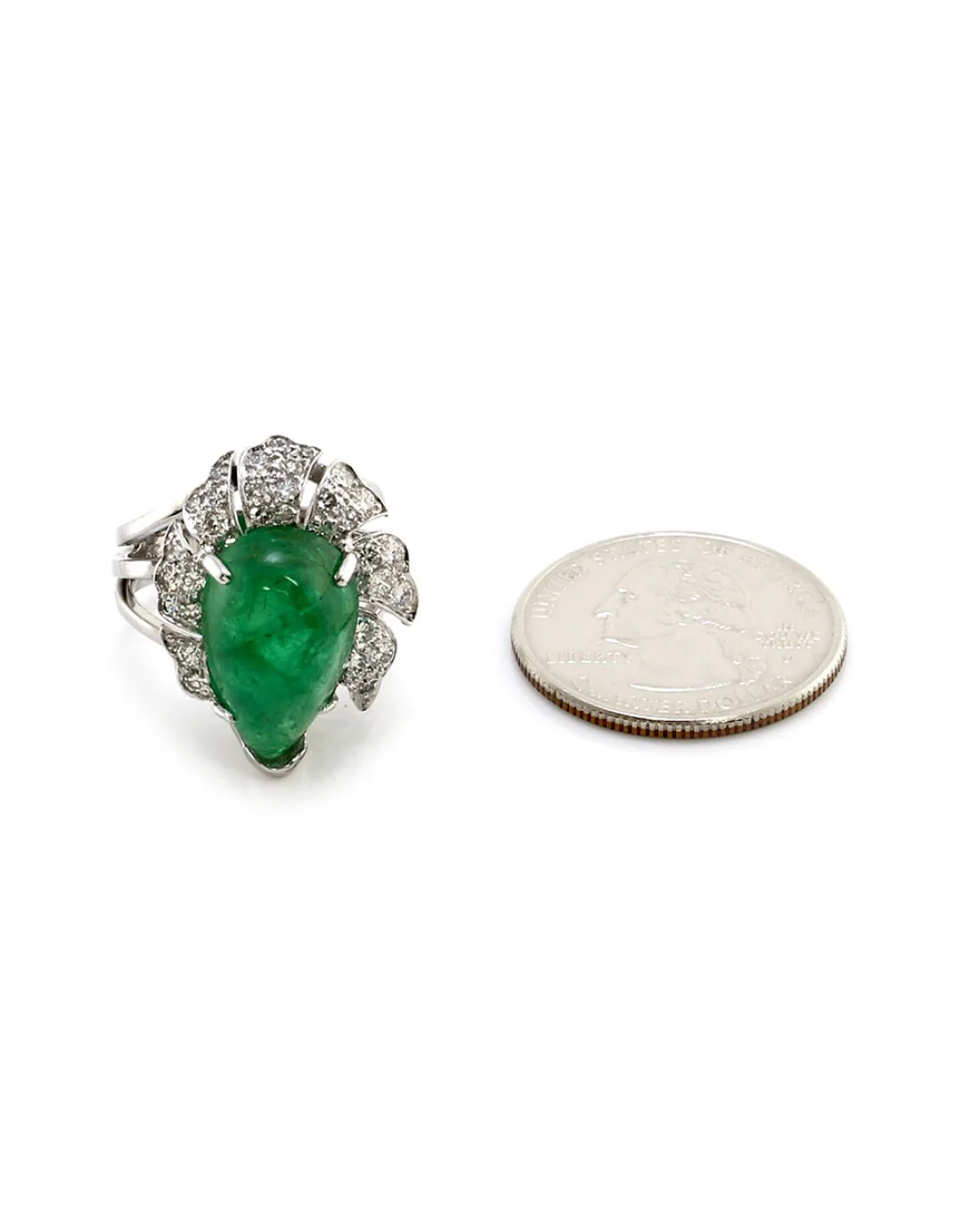 8.03ct Pear Cut Emerald & 0.60ctw Diamond Ring in 14K White Gold - Image 8