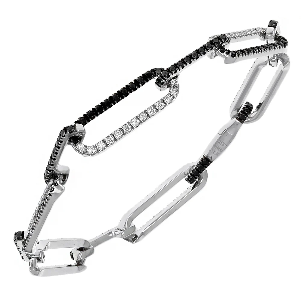 A. Link Black & White Diamond Paperclip Bracelet