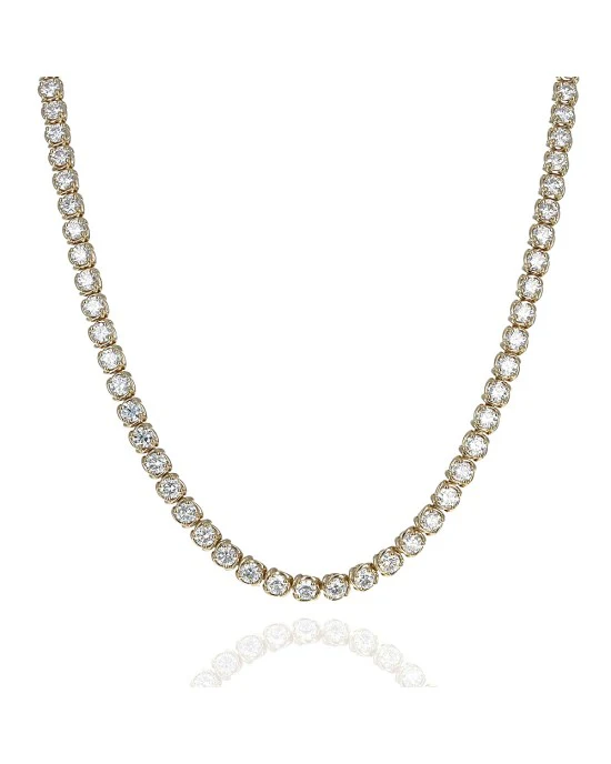 A. Link Round Brilliant Diamond Inline Necklace