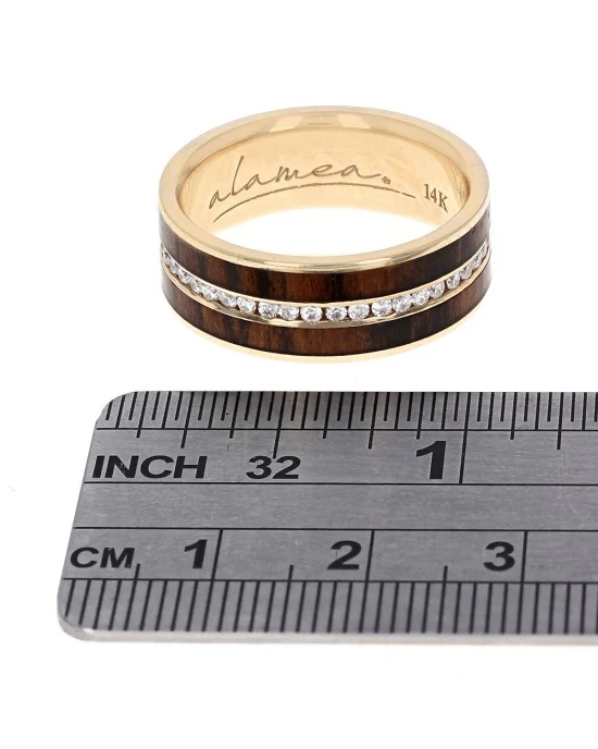 Alamea Gentleman's Bocote Wood and Diamond Eternity Band - Image 3
