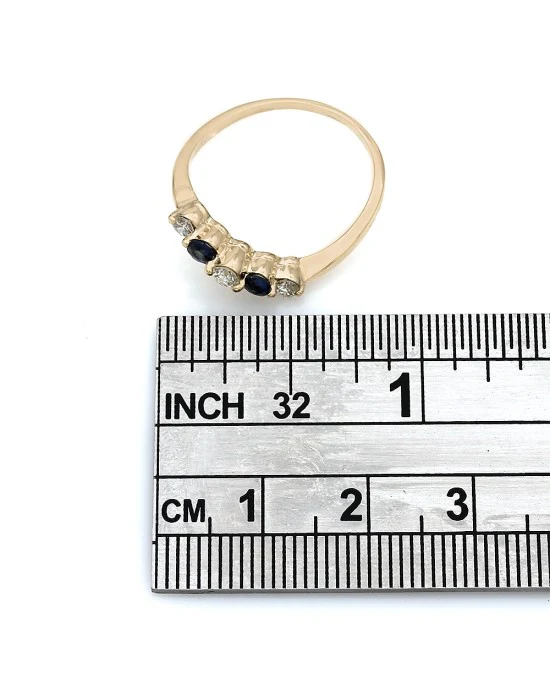 Alternating Diamond and Sapphire Stack Ring - Image 3